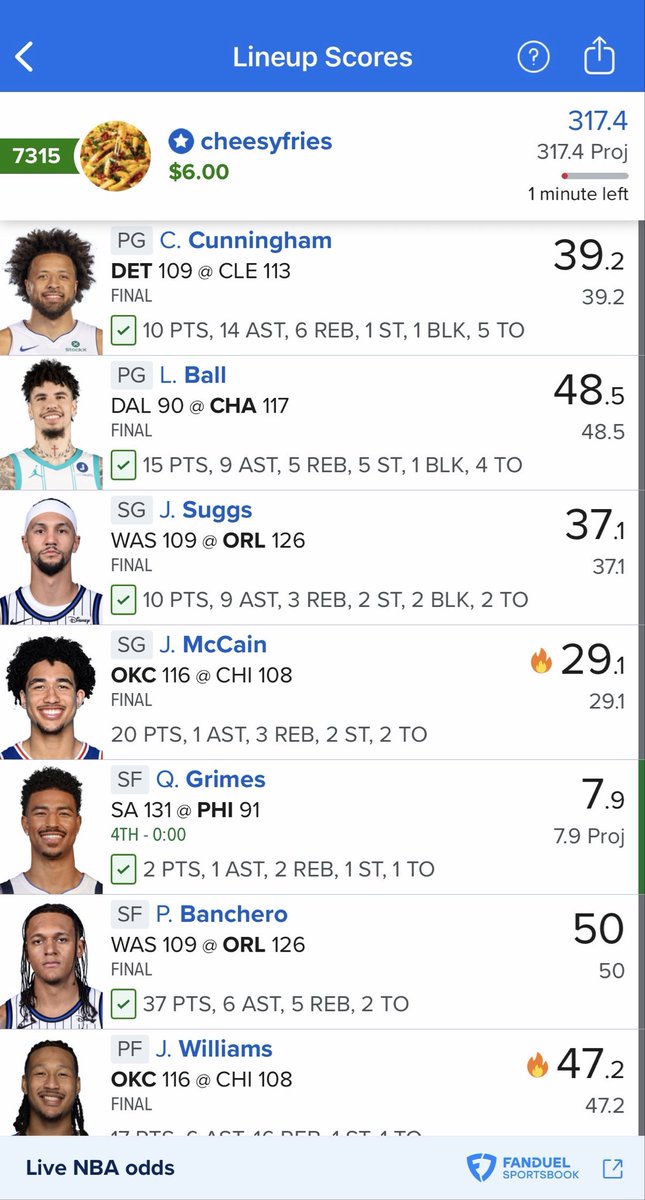 DFS_Rocket's tweet photo. Another night of cashing. Went lighter since it’s was a 9 game slate

#NBA #DFS #GamblingTwitter #Fanduel https://t.co/46wyIpYuYt