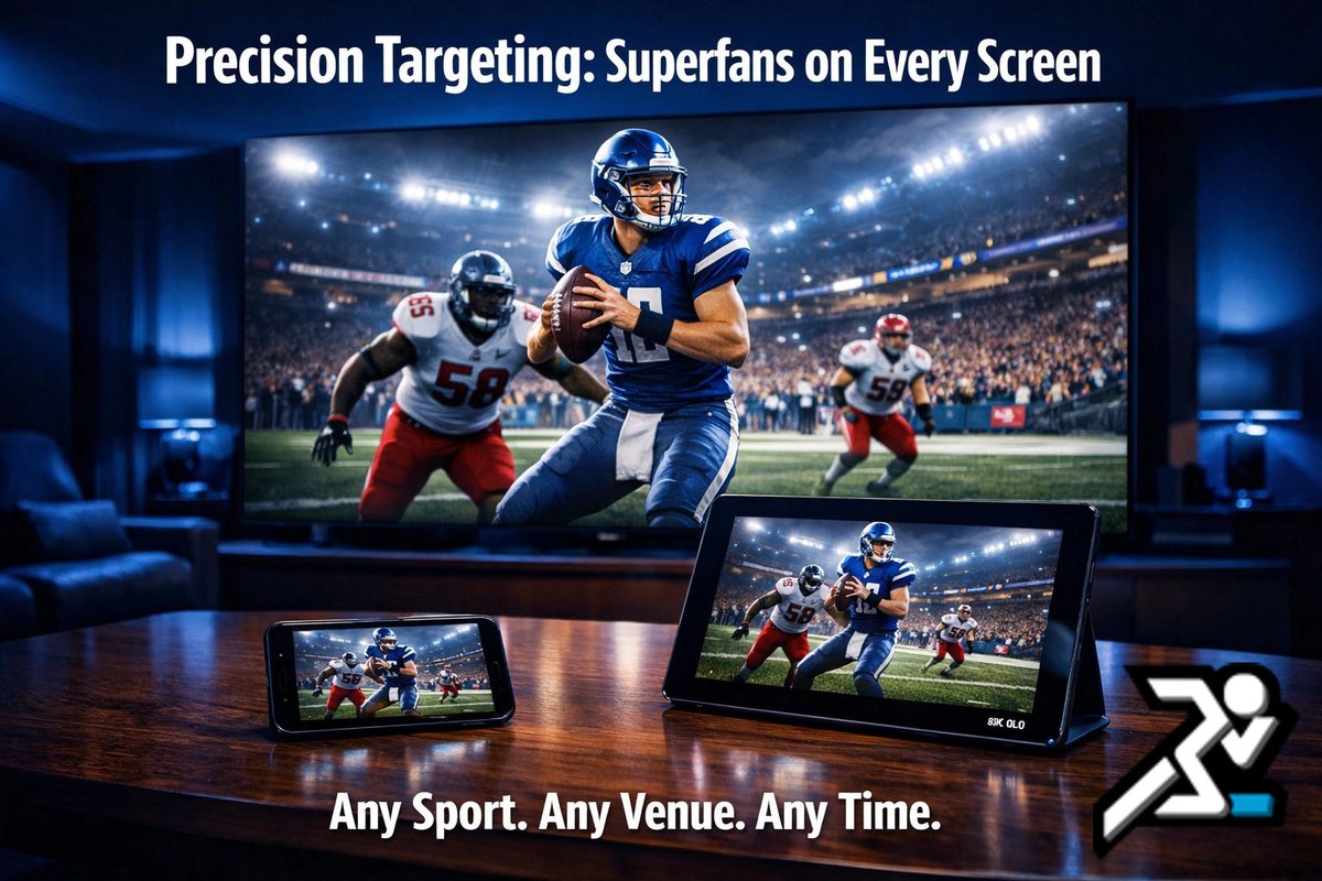 SportsMedianet_'s tweet photo. Precision targeting for the fan.
Reach them on every screen.

📺 Our OTT/CTV and geo-fenced solutions bring your message where they watch.

Any Sport. Any Venue. Any Time.

https://t.co/DvSG8YLJQv

#SportsMediaTV #OTT #CTV #DigitalMarketing #PrecisionTargeting https://t.co/HDvaK5aE28
