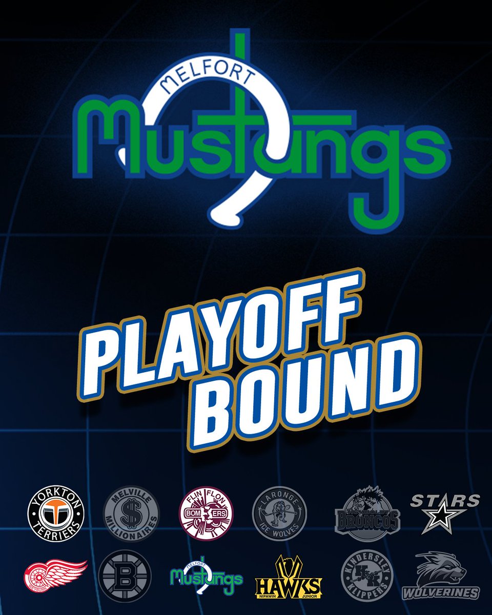 theSJHL's tweet photo. ✅ The two-time defending champs have clinched their spot in the 2026 SJHL Post-Season, presented by UPL, by virtue of their win tonight.

Welcome back to the dance to the Melfort Mustangs! https://t.co/hWehdtXnM1
