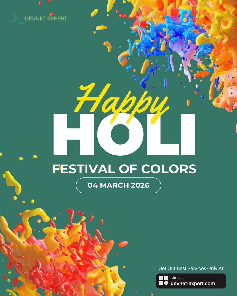 devnetexpert1's tweet photo. Happy Holi Everyone!!
May your year be as bright as these colors and as powerful as your ambitions.
Celebrate positivity. Embrace new opportunities.
Keep growing.
#HappyHoli #Holi2026 #DevNetExpert #FestivalVibes #ColorfulMoments #TechCommunity #GrowTogether https://t.co/osYBIrmVrX