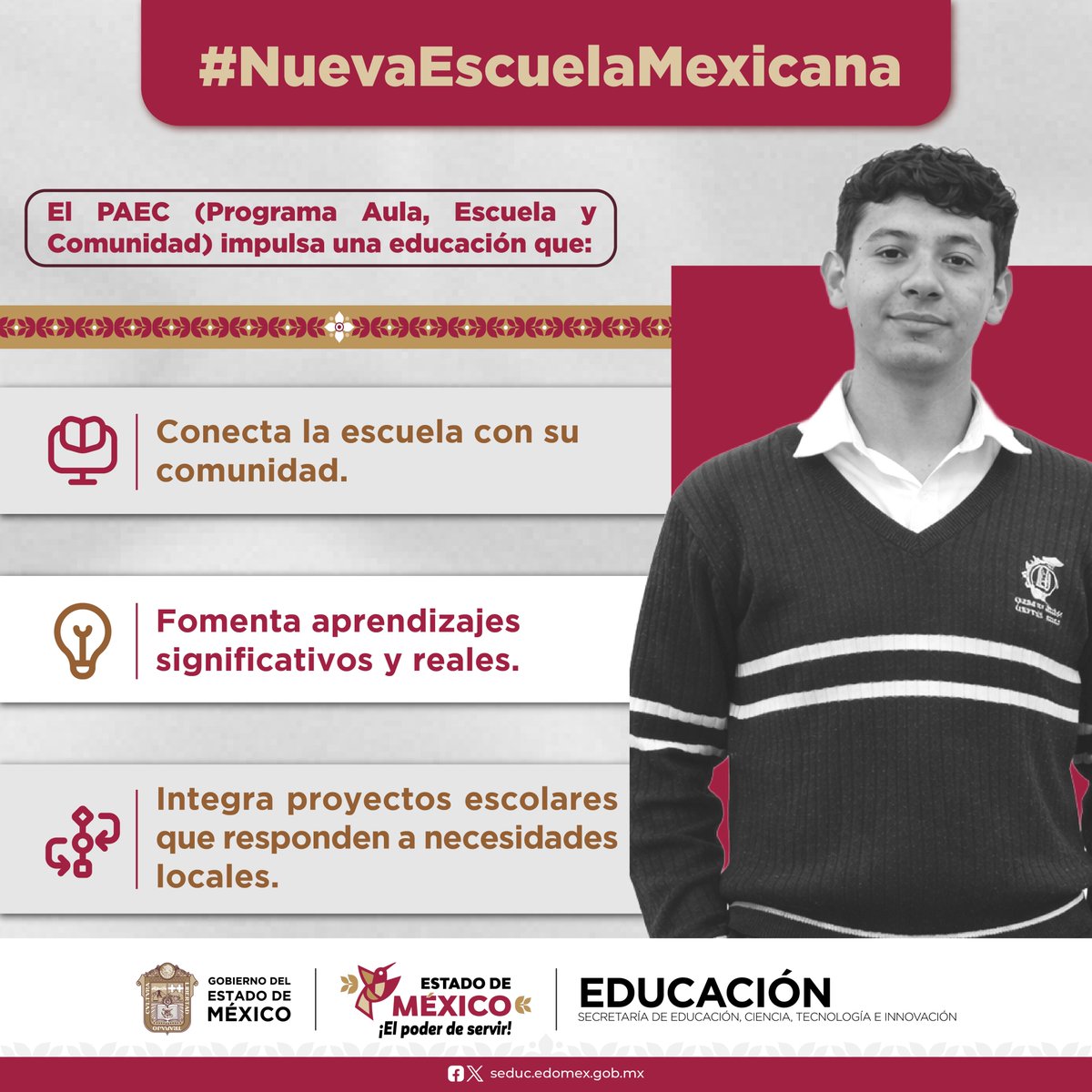 SEMSedomex's tweet photo. 💡📖 El #PAEC transforma la manera de aprender: conecta la escuela con su entorno, impulsa aprendizajes reales y convierte las ideas en proyectos que responden a las necesidades de cada comunidad. 

Porque cuando la educación sale del aula, el aprendizaje cobra sentido. https://t.co/BwHsfez44z