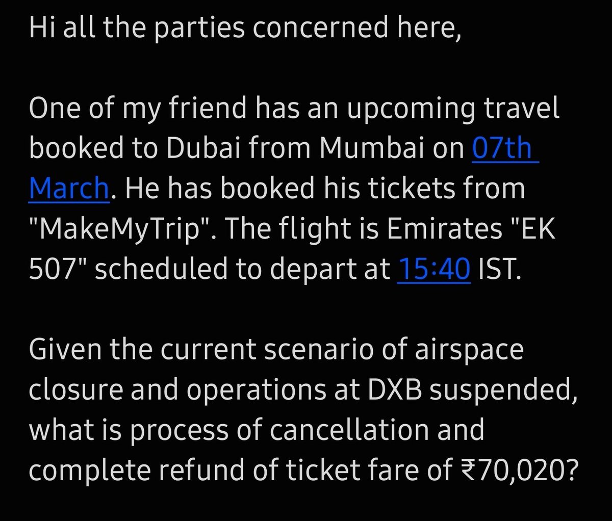 darsh_512's tweet photo. @EmiratesSupport @emirates @IndembAbuDhabi @makemytrip @DGCAIndia @MoCA_GoI @IndembAbuDhabi https://t.co/sS19vmja8O