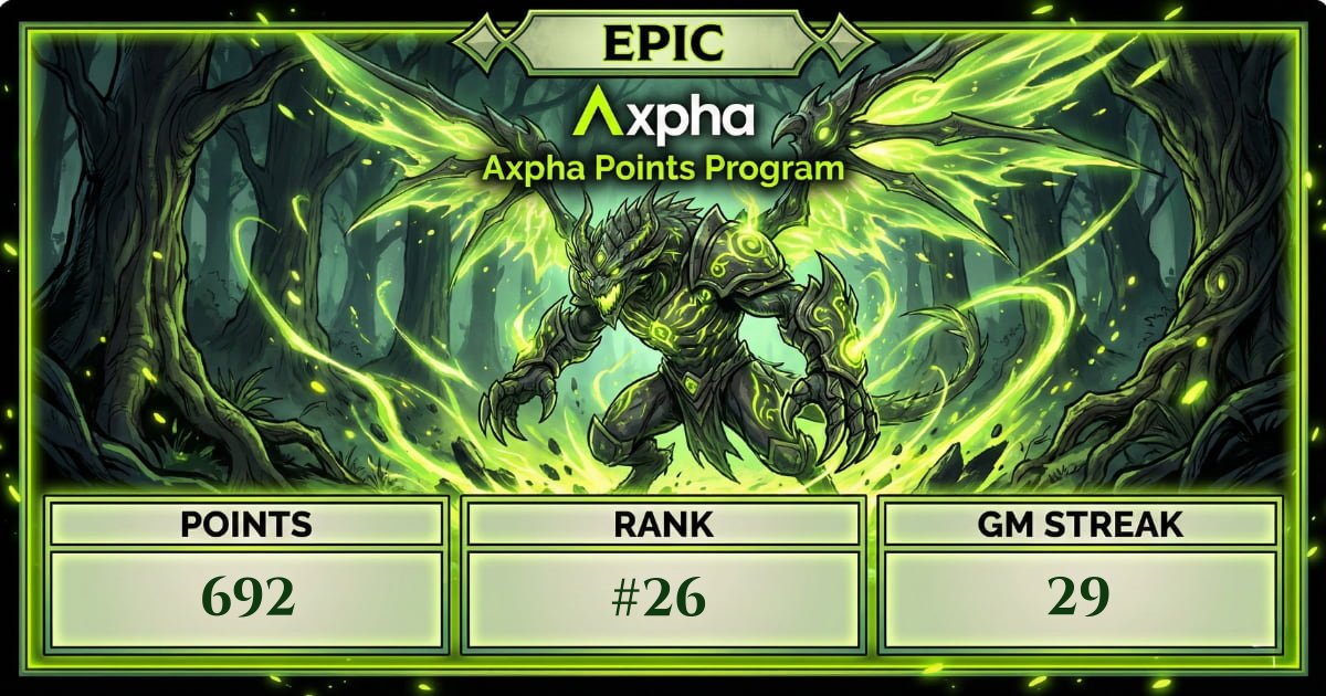 dqm6477's tweet image. 🗣 Active on #Axpha D29

_ Check-in
_ Swap
_ Perp
_ Pools

🗣 Farm point: points.axpha.io