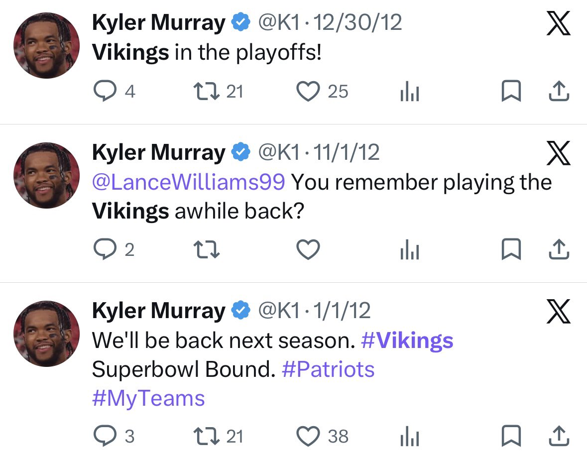 vikingzfanpage's tweet photo. I think we all know Kyler Murray’s preferred destination. https://t.co/3WkJtJG4bN