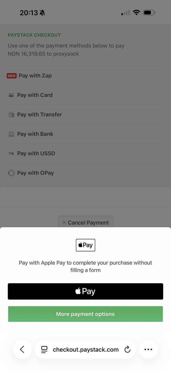 Apple Pay back on Proxysock.com.
