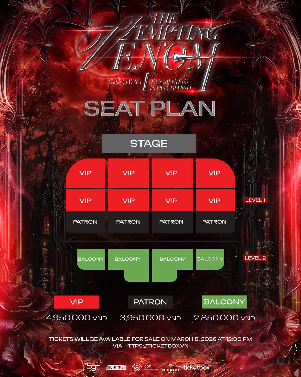 ticketbox_vn's tweet photo. GINNYJAYNA 1ST FAN MEETING {THE TEMPTING VENOM} IN HO CHI MINH

 - 4 APR 2026 | 5 PM
- BEN THANH THEATER
- Tickets go on sale 8 March 2026, 12 PM, via  https://t.co/HXZoQRdYXq 
#GinJay #ginnynatnicha #aangelinaass #Ticketbox https://t.co/5Ag4cLVYYC