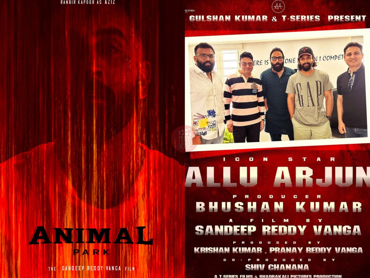 - After #AnimalPark, #SandeepReddyVanga is set to collaborate with #AlluArjun. Currently, he is working on #Spirit. 

- Once it is completed, he will start Animal Park by the end of next year, and then begin his project with Allu Arjun.

AA's PEAK LineUp 🔥
#AA22xA6 #AA23