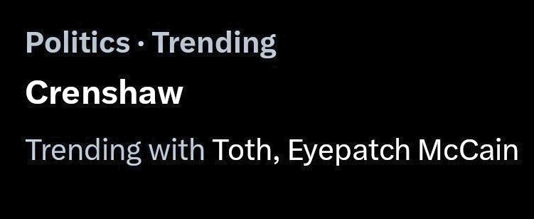 JohnBasham's tweet image. I Don't Care Who You Are...
Seeing "Eyepatch McCain" Trending On @X Is Funny As Hell!