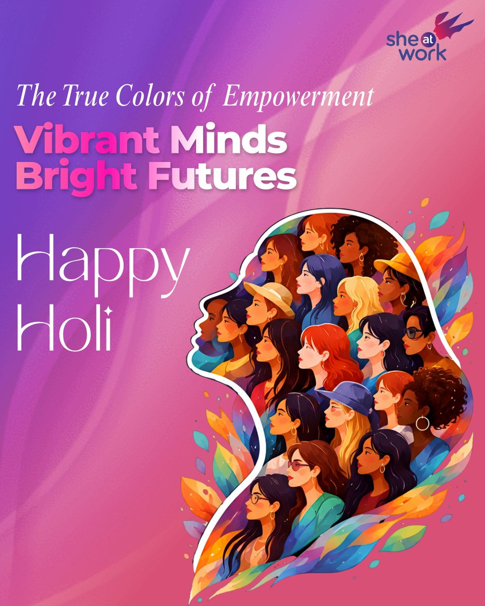 sheatwork_com's tweet photo. Happy Holi from the SheAtWork family! 

The most beautiful palette is the one filled with the dreams and achievements of women. 

Today, we celebrate the "True Colors of Empowerment"—the courage to lead, the passion to create, and the strength to inspire. 

#SheAtWork #Holi2026 https://t.co/wjtj2UqIPa