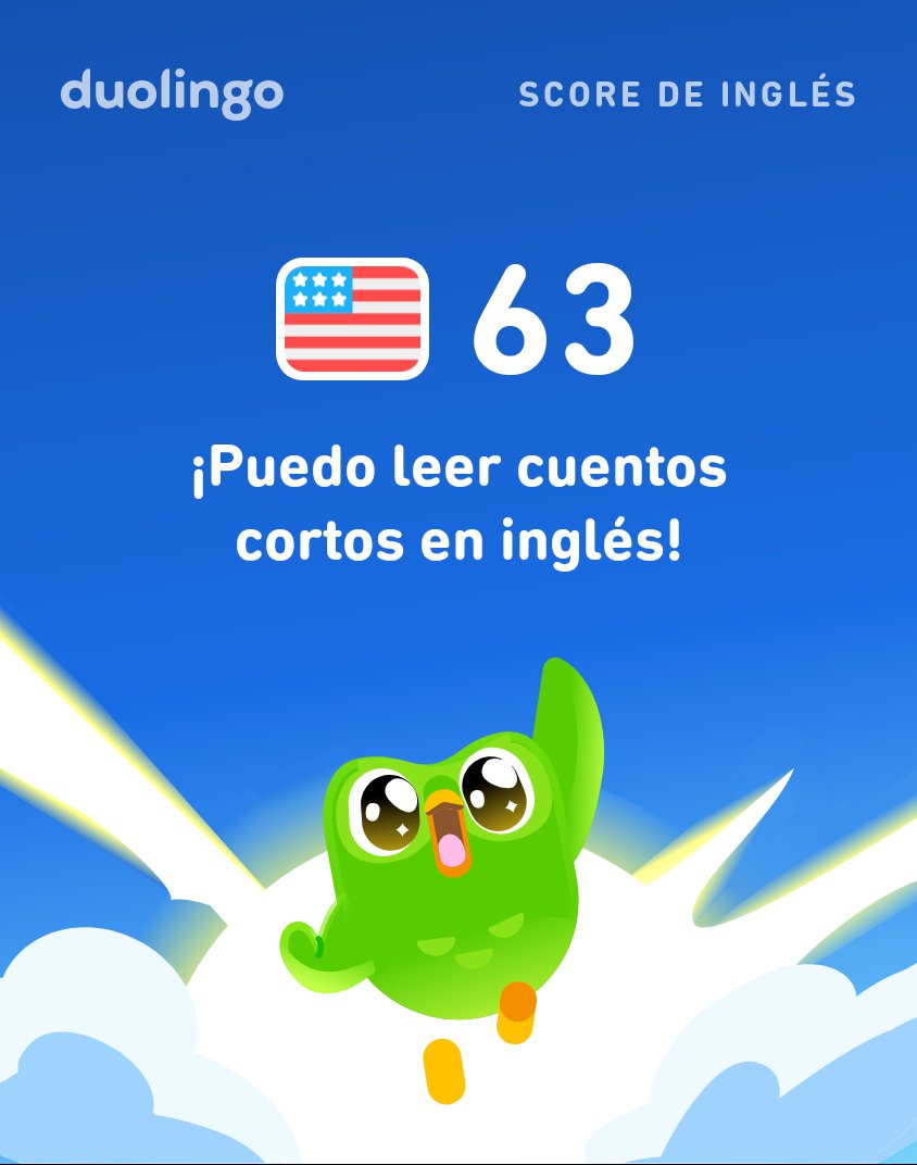 UrielGaDi's tweet photo. ¡Mi Score de inglés en Duolingo es de 63! https://t.co/56CMN9o6wG