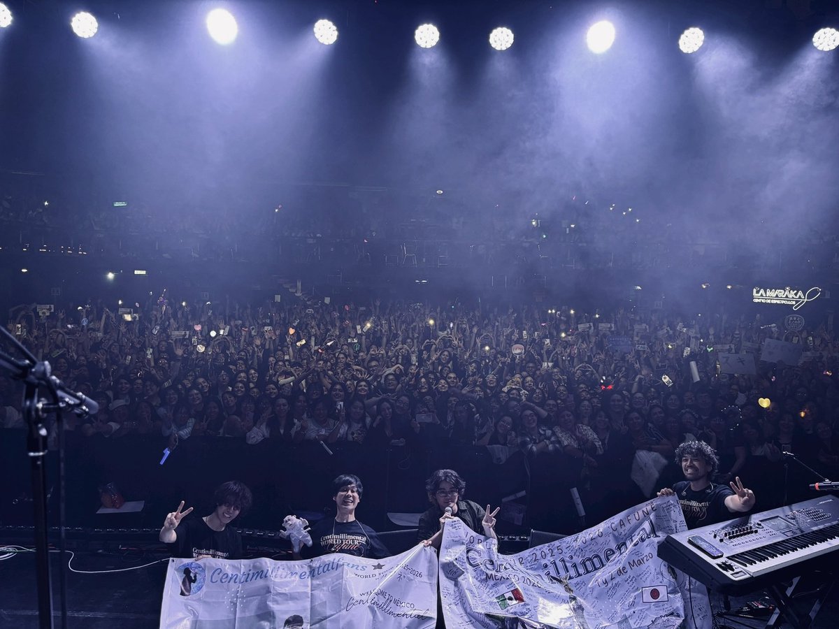 cenmilli's tweet photo. Centimillimental
WORLD TOUR 2025-2026 "Cafuné"

2026.3.1 Sun- 2 Mon

Mexico
at La Maraka

メキシコ、ありがとう。
世界一大きな歓声だった、音に質量を感じたよ。
また必ず会おうね。

#centimillimental
#cafune 
#Mexico
#MexicoCity https://t.co/GVCYadYyoj