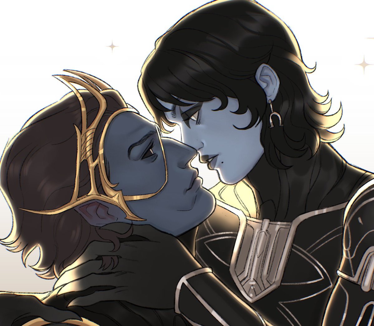 starpop_art's tweet image. A pair of pretty blueberries dipped in gold🫐✨

comm for @slumberglasgow 

#roathe #drifter #orokin #warframefanart