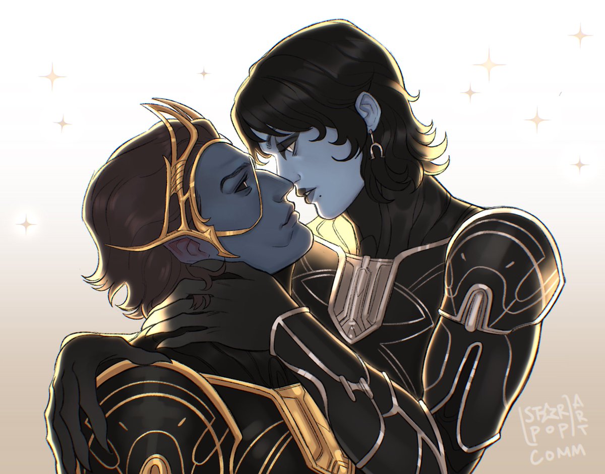 starpop_art's tweet image. A pair of pretty blueberries dipped in gold🫐✨

comm for @slumberglasgow 

#roathe #drifter #orokin #warframefanart