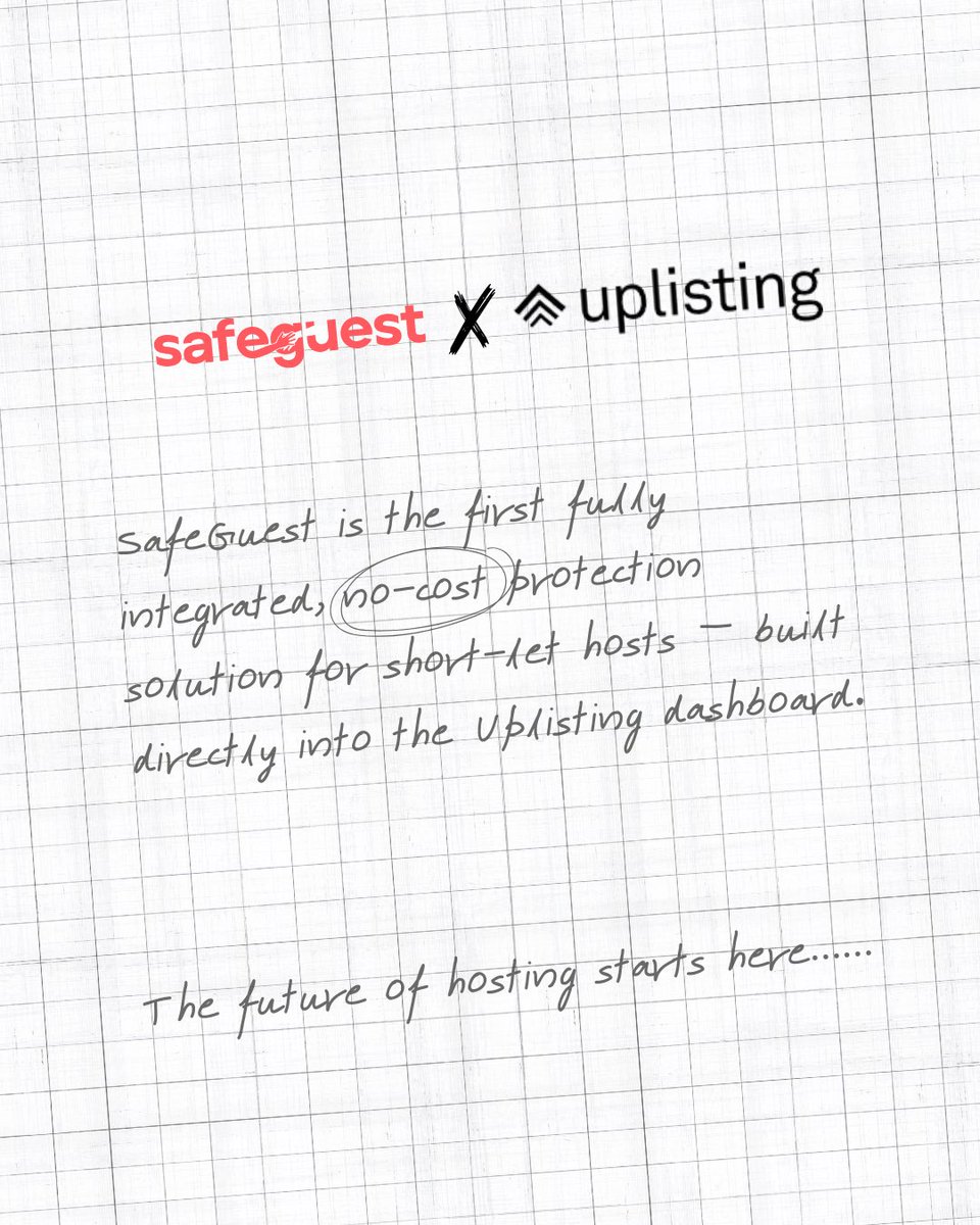 SafeGuest x Uplisting 🚀

Hosts using Uplisting can now access SafeGuest directly inside their dashboard — completely free.

✔ Guest ID verification
✔ Risk scoring on every booking
✔ Damage protection for stays

No extra cost.
Just switch it on inside Uplisting ❤️