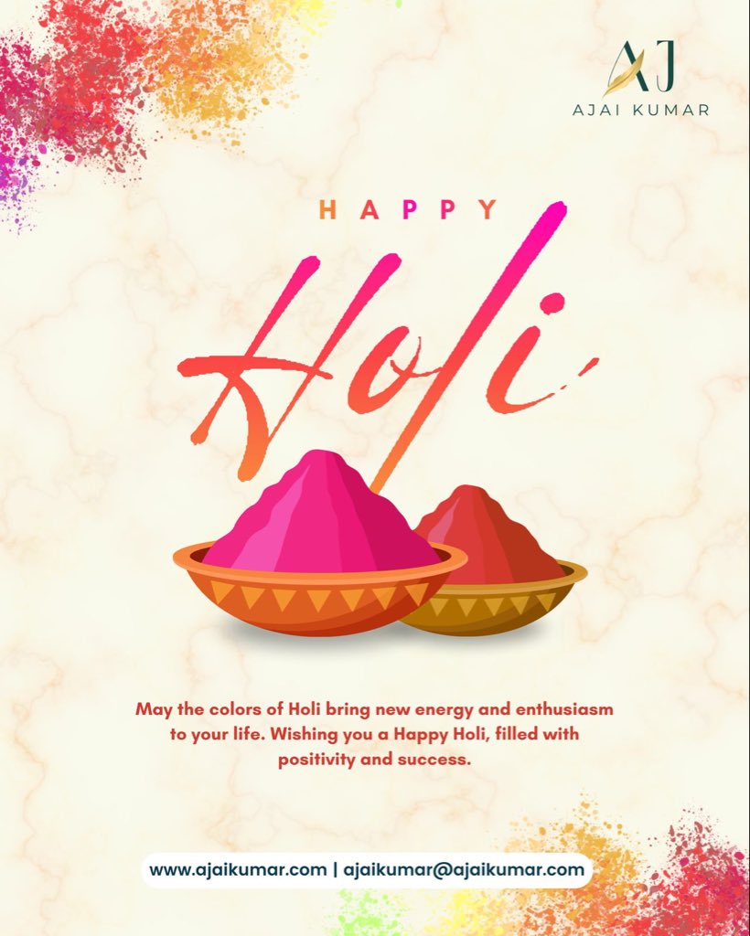 AjkumarAj's tweet photo. Happy Holi 🌸

May the vibrant colors of Holi fill your life with renewed energy, fresh enthusiasm, and brighter beginnings.

Wishing you positivity, prosperity, and continued success in everything you do.

#HappyHoli #NewBeginnings #PositiveEnergy #SuccessAhead #AjkumarAj https://t.co/airOdg1a8a