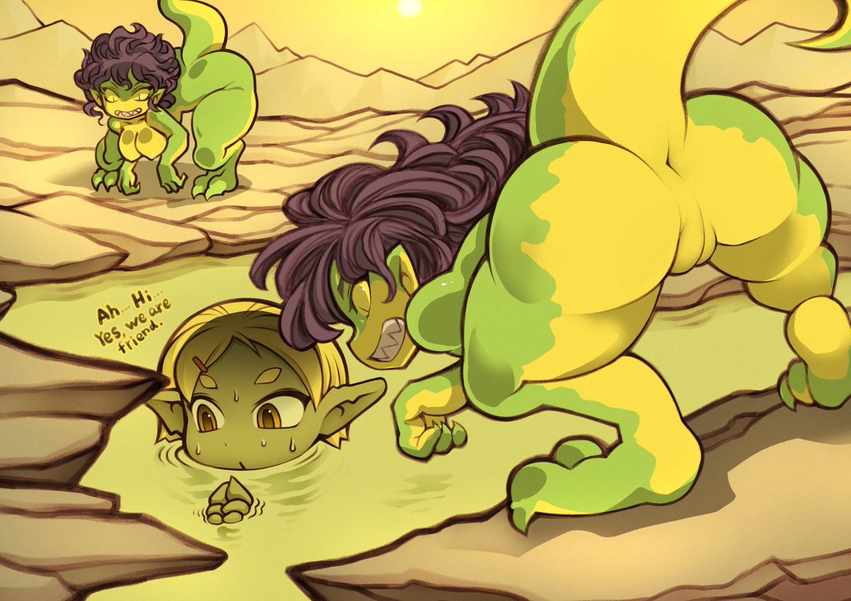 街の外にはちょっとワイルドな緑の生き物も生息しています 