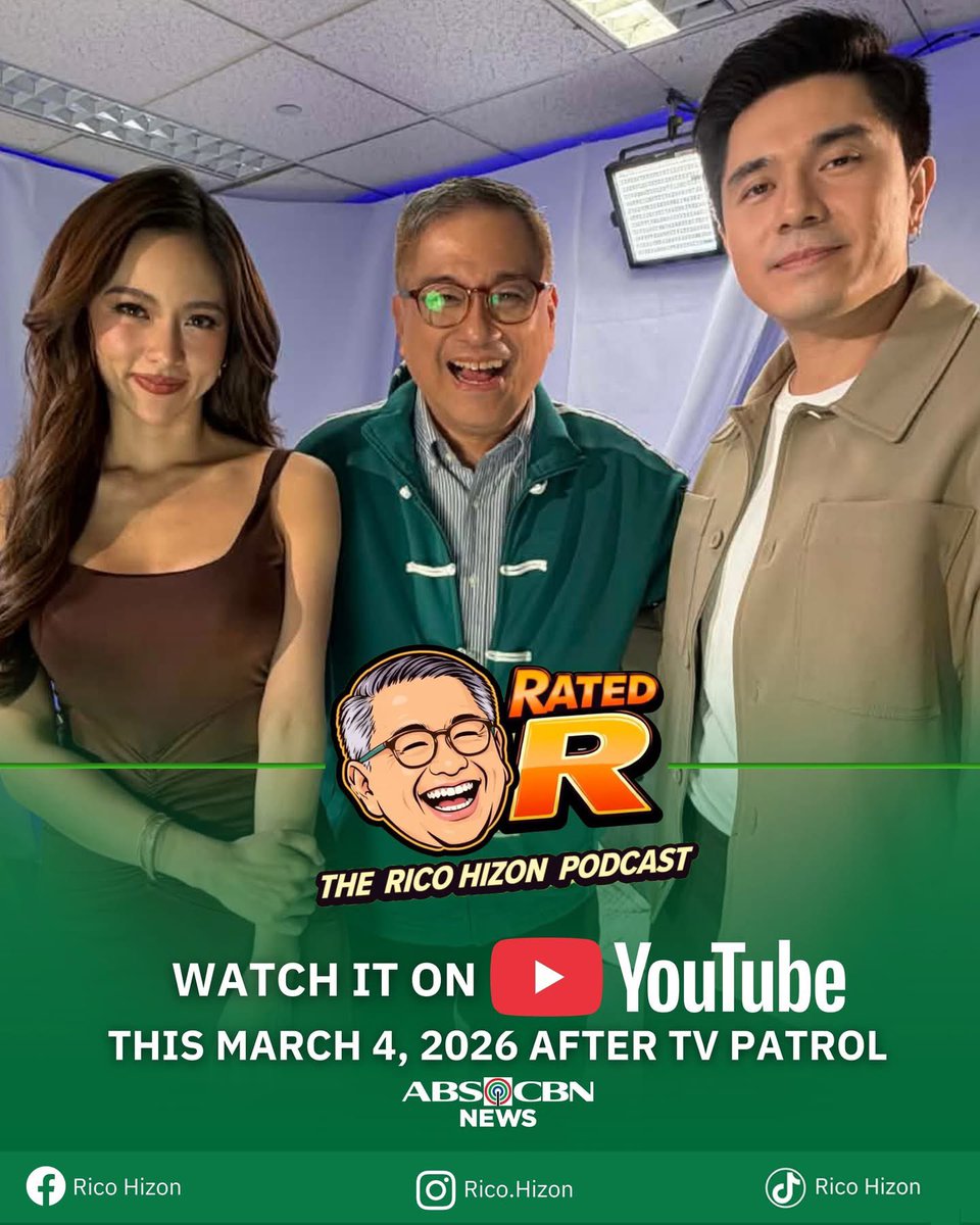 DreamscapePH's tweet image. Is this the ultimate duo with Tito Rico? 

The chemistry is undeniable! Get ready as @prinsesachinita and @mepauloavelino bring charm, stories, and all the feels to “Rated R: The Rico Hizon Podcast.” 

Don’t miss it this March 4, 2026, at 8 p.m. on ABS-CBN News Channel!