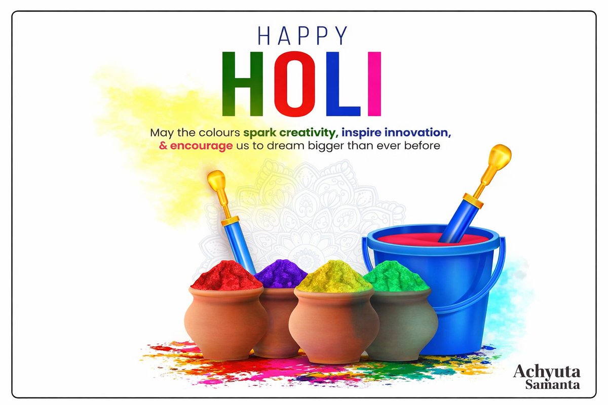 achyuta_samanta's tweet photo. Warm greetings to everyone on the occasion of Holi.

This beautiful festival reminds us to spread happiness, forgive differences and bring colours of love, harmony and togetherness into our lives. May this Holi fill every home with peace, good health and joy. https://t.co/wXhNvEVkRf