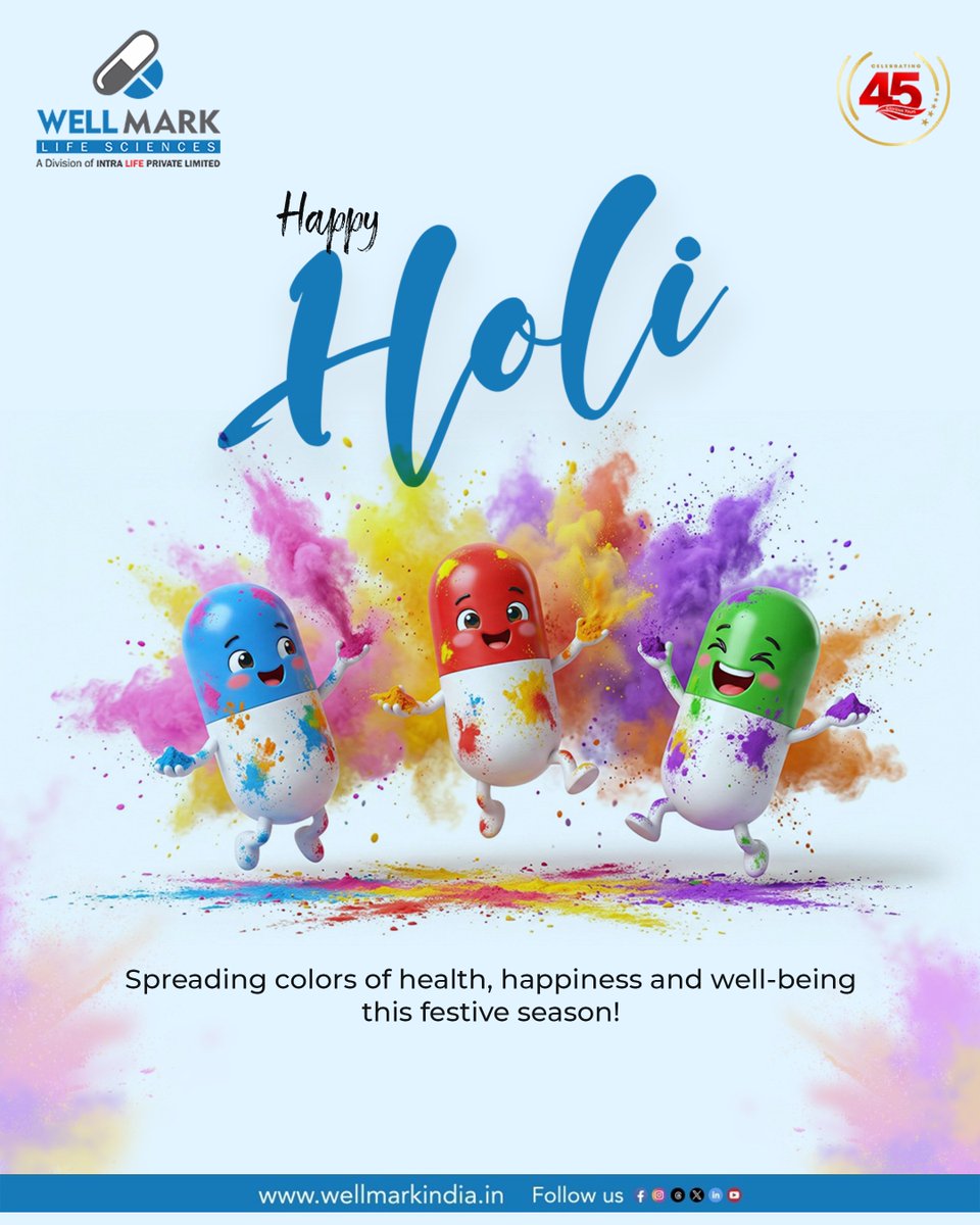 wellmarkindia's tweet image. Happy Holi! Celebrate the festival of colors with health, happiness, and well-being. Let’s embrace joy safely this season. Wishing you a vibrant and healthy Holi!

#wellmark #HappyHoli2026 #Holi2026 #FestivalOfColors #HoliCelebration #HoliVibes #HoliFestival #HoliSpecial