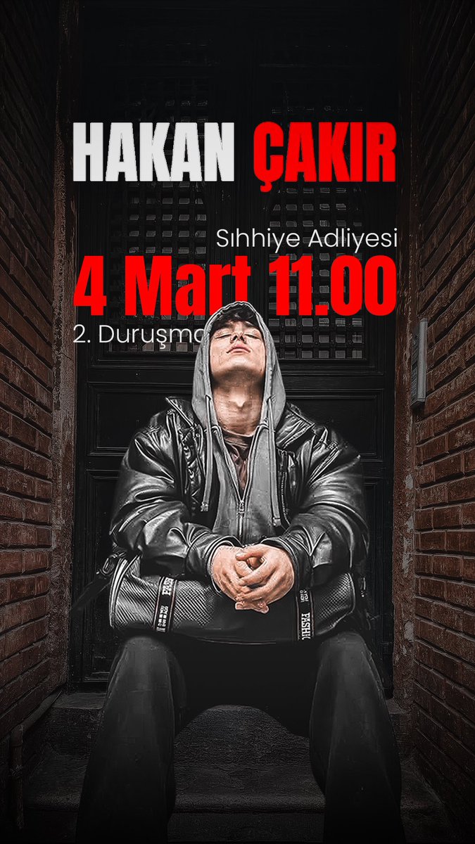 📍 Sıhhiye Adliyesi
🗓 4 Mart
⏰ 11.00
⚖️ 2. Duruşma
#HakanÇakırİçinAdalet #DuruşmaGünü
