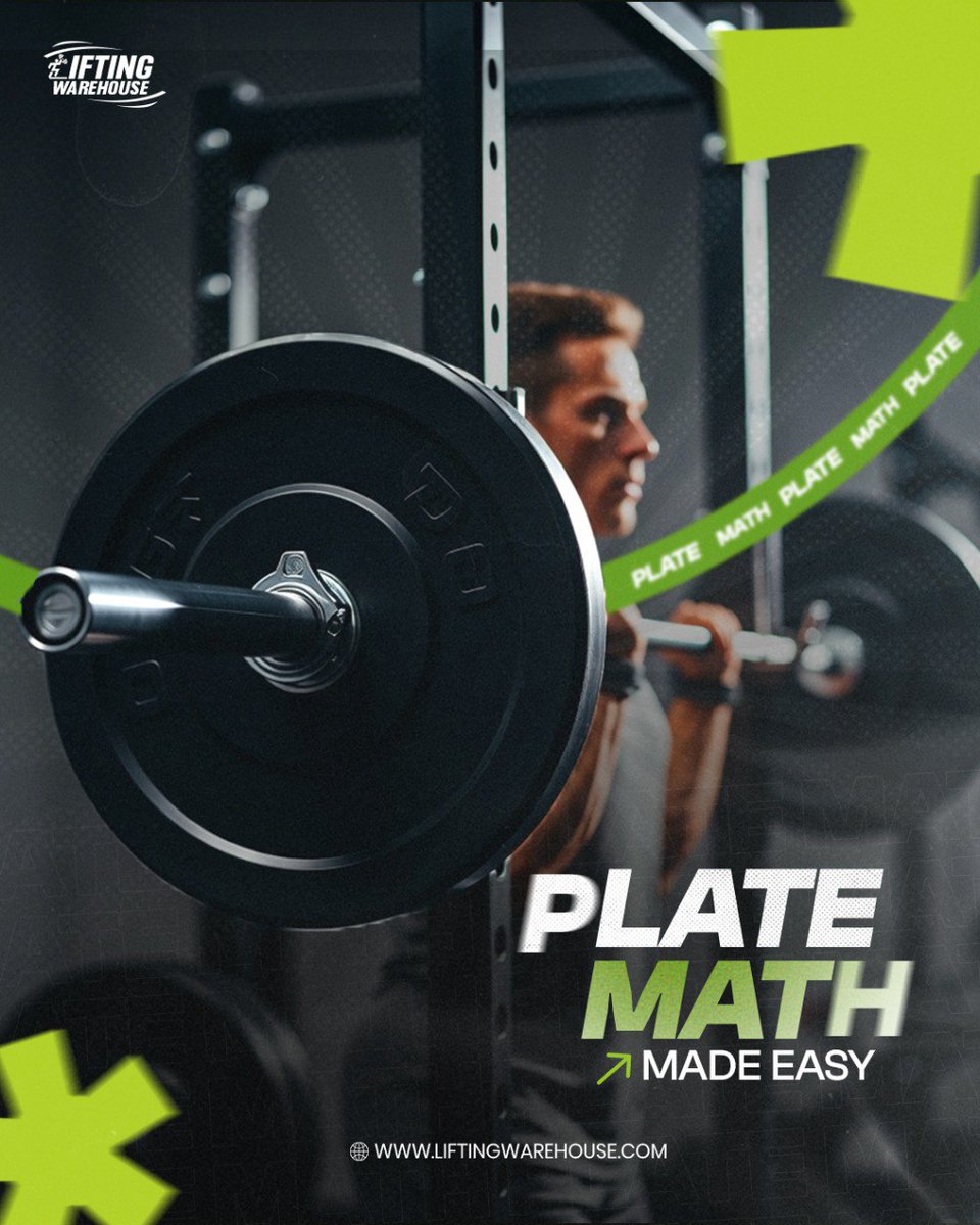 Liftingwhouse's tweet photo. Plate math isn’t hard — you’re just overthinking it.

TOTAL = BAR + 2×SIDE
Want plates fast?
SIDE = (TARGET − BAR) ÷ 2

Load both sides the same. Hit your number. Lift. https://t.co/n1YXEf1JHK