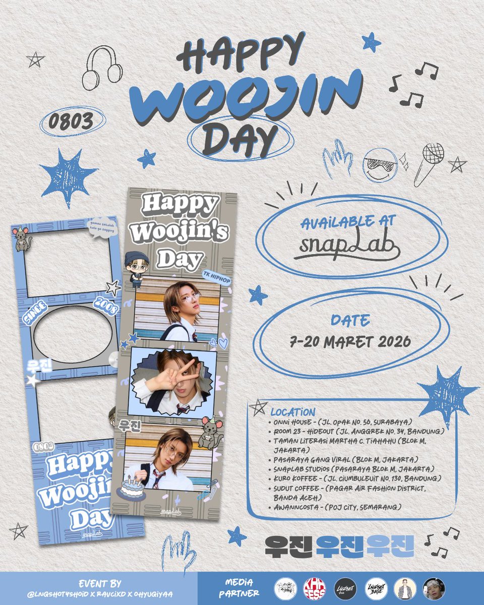 Happy Woojin Day Photoframe Project📘
by <a href="/lngshot4shoid/">LNGSHOT INDONESIA</a> <a href="/ravcixd/">rav</a> <a href="/ohyugiyaa/">𝐜𝐥𝐚</a>

📍 Snaplab (detail location on pic)
🗓️ March 7 - March 20, 2026

Don't forget to use hashtag #FOCUSonWoojin and kindly tag us💙

#WOOJIN #우진 #LNGSHOT #롱샷