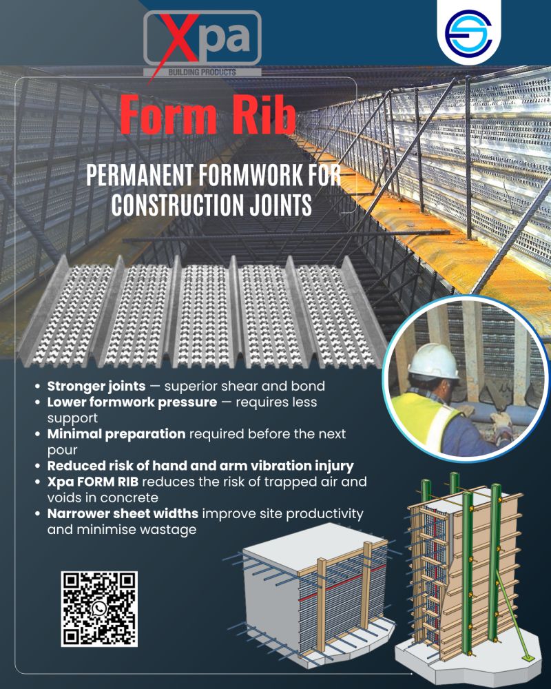 Xpa FORM RIB – Permanent Formwork for Construction Joints 

Engineered for efficiency and performance, Xpa FORM RIB delivers cleaner joints, reduced prep time, and superior concrete bonding — making it the smarter choice for modern construction.

WhatsApp: (050 645 4359)