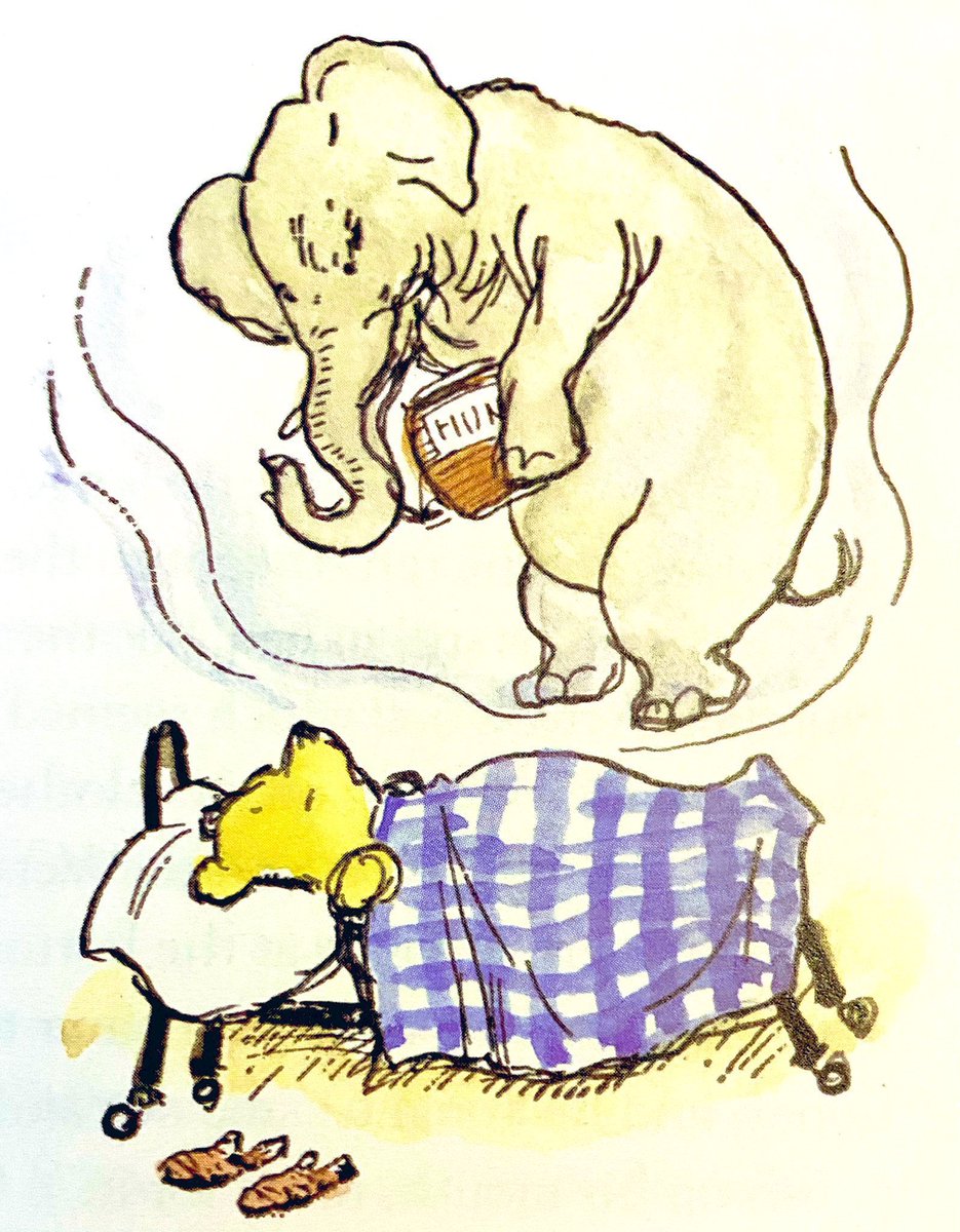 He couldn’t sleep. The more he tried, the more he couldn’t. He tried Counting Sheep, and, as that was no good, he tried counting Heffalumps. And that was worse. Because every Heffalump that he counted was making straight for a pot of his honey, AND EATING IT ALL. ~A.A.Milne