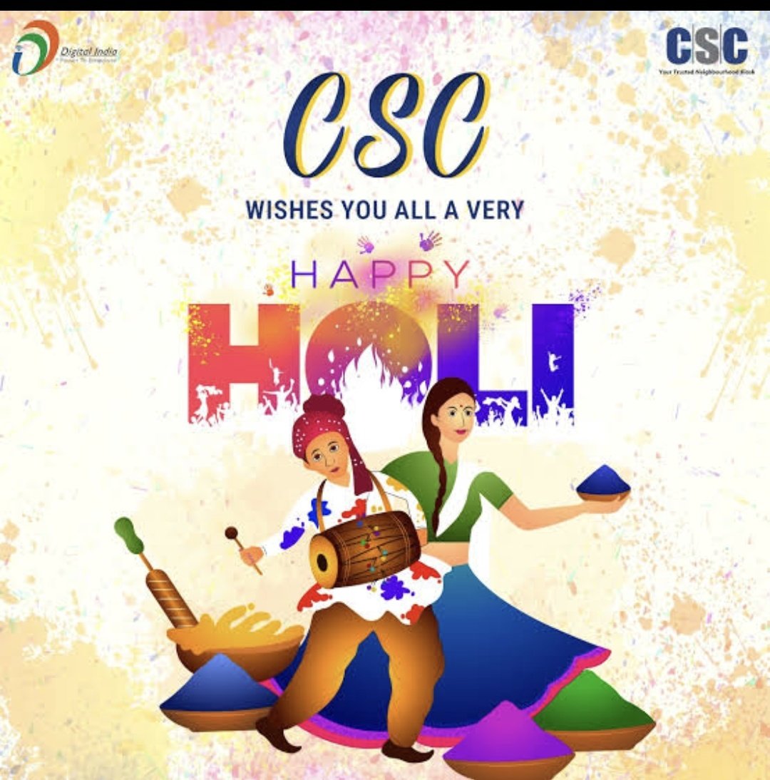 Digital Bharat ke rangon ke saath, Holi ho aur bhi khaas!
CSC Uttarakhand wishes you a safe &amp; joyful Holi. #Holi2026 #CSC #Uttarakhand <a href="/CSCegov_/">CSCeGov</a>