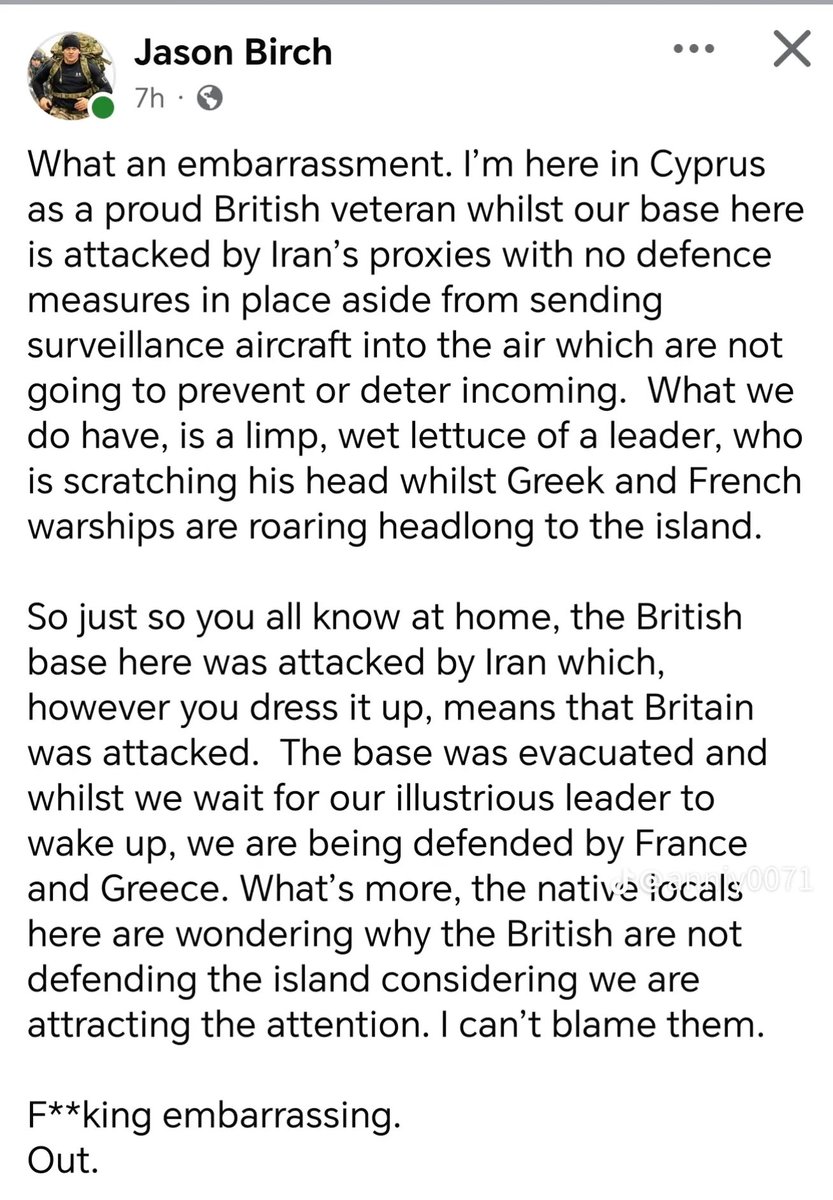 From a British Veteran in Cyprus 😒