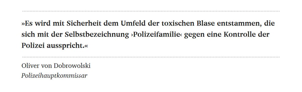 HSB_Forum's tweet photo. Wann bringen "Unabhängige in der Polizei e.V." aka #UPol einen Initiativantrag im Personalrat der @polizeiberlin ein: "Keine Kugeln für Cops. Schützt unsere Kolleg:innen."
Wann Demo der Zivilgesellschaft auf dem Alex: "Löschung der Wortmarke der @DPolGBerlin beim DPMA jetzt!"
Und wieso - zur verrußten Unterwelt - sagt @PolizeiGruen nichts (mehr)?
… ältere unter hier Mitlesenden erinnern sich evtl. noch an Bianca Müller und ihren Verein der "kritischen Polizist:innen" um die Jahrtausendwende herum. Die damals sehr presseaffine Frau kommt mir gerade in den Sinn.
Ja, ich kannte sie und Details des Geschehens. Wahrscheinlich deswegen erinnert mich hier einiges - der Ton der Berichterstattung des @ndaktuell heute passt zu dem der @tazgezwitscher damals. Da kommt noch mehr …
Leider!
