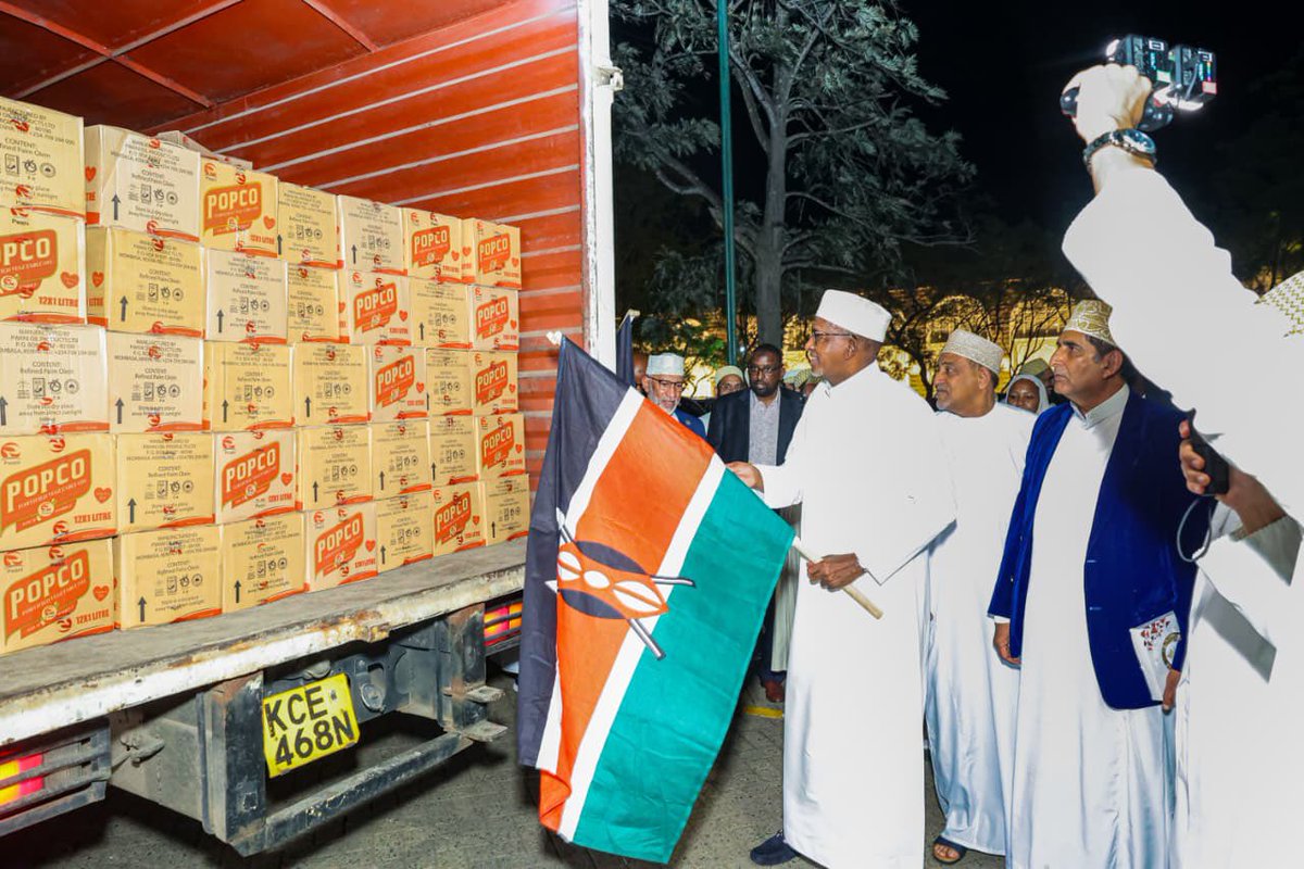 HonAdenDuale's tweet photo. Honoured an Iftar invitation hosted by the Dawoodi Bohra Community of East Africa in the Karen area of Nairobi, an evening that showcased the community's enduring values of family unity, education and social responsibility.

I commended their exceptional organisation and steadfast commitment to nurturing a morally upright and compassionate society. Their culture of unity and care for the vulnerable stands out as an example worth emulating.

Through their Project Rise initiative, the community continues to expand access to medical support, including plans to hold four major medical camps across different counties, a clear demonstration of their commitment to improving the well-being of Kenyans.

In keeping with the charitable essence of the Holy Month of Ramadhan, the community also donated 14 tonnes of food to drought-affected regions. 

I flagged off the consignment, which will support 2,000 families over the next two weeks, reaffirming their dedication to service and humanity.

The Iftar was attended by prominent leaders including, EALA MP Hon. Suleiman Shahbal, Isiolo County Woman Rep. Hon. Mumina Bonaya, Lamu East MP Hon. Capt. Ruweida Mohammed, Kenya Red Cross Society Dr. Ahmed Idris, Ambassador Mahat Mohammed and FKF President Hussein Mohammed among others.