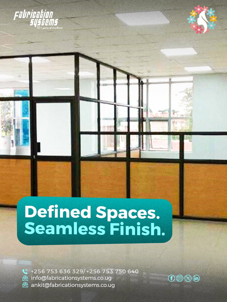 FabricationU's tweet image. Thoughtful office design shapes how teams collaborate and focus.

Aluminum partitions create clean, defined spaces while keeping openness, light, and durability ideal for modern workplaces that need structure and flexibility.

#AluminumSolutions #WorkplaceDesign #ModernInteriors