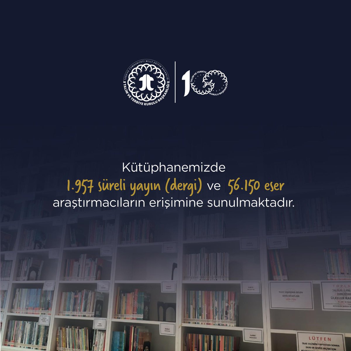 meb_ttkb's tweet photo. Talim ve Terbiye Kurulu Başkanlığı Kütüphanesi'ni yakından tanımak ister misiniz?
Zengin koleksiyonu, araştırma imkânları ve uluslararası kaynaklarıyla kütüphanemize ilişkin detaylara ulaşmak için 👉🏻https://t.co/XUtP7PdEZo https://t.co/FnsOLwbM4C