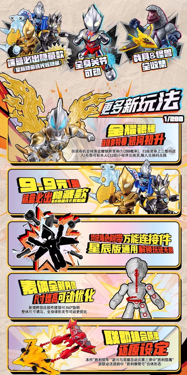 布鲁可 Blokeesウルトラマン群星版S 2弾 1BOX New Blokees 布鲁可 艾克斯奥特曼只需群星版 第15弹 Volume 15