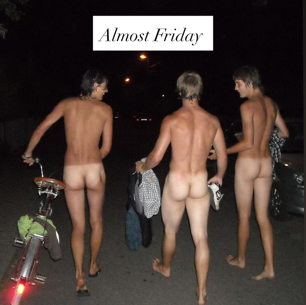 AlmostFriday420's tweet photo. #Almostfriday #withthebros #guys #mentogether #naked #ass #whiteboys #frat #biking #walking #blonde #feet #bestfriends #straightguy https://t.co/aAowUeOFND