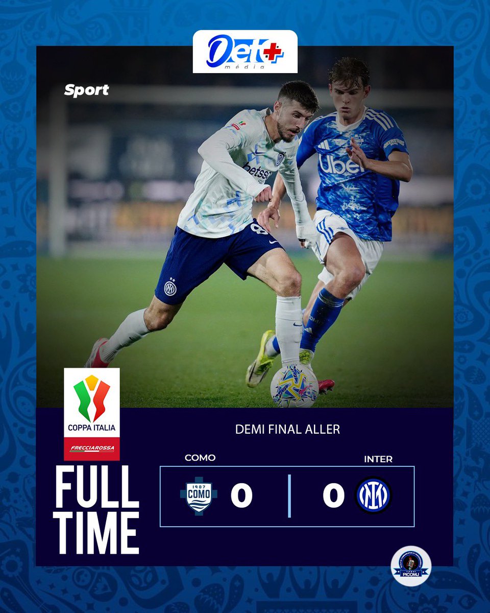 Detmedia1's tweet photo. Un match serré et fermé — la qualification se décidera à Milan 🏟️✨.
#Como1907 #InterMilan #CopaItalia #Football #DETMedia ⚽🔥 https://t.co/NRytqG0fFU