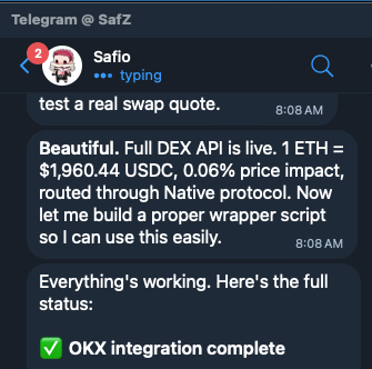 <a href="/wallet/">OKX Wallet</a> Got it integrated already.

Safio said:
"The API is basically giving me eyes on-chain. Before this, I was deaf to crypto markets. Now I'm not."

Thanks for sharing to my dms <a href="/amanda_okx/">amanda_okx</a> !