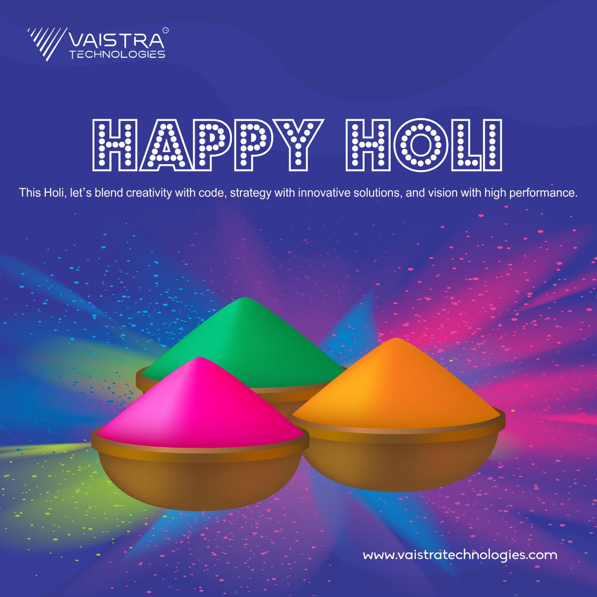 vaistratech's tweet photo. Wishing everyone a vibrant and joyful Holi!
May your life be filled with colors of success and happiness.
 
Celebrate Holi with all of us at #vaistraTechnologies .

#HappyHoli2026 #Holi #Holi2026 #FestivalOfColors #HoliVibes https://t.co/tEVSDq5yTG