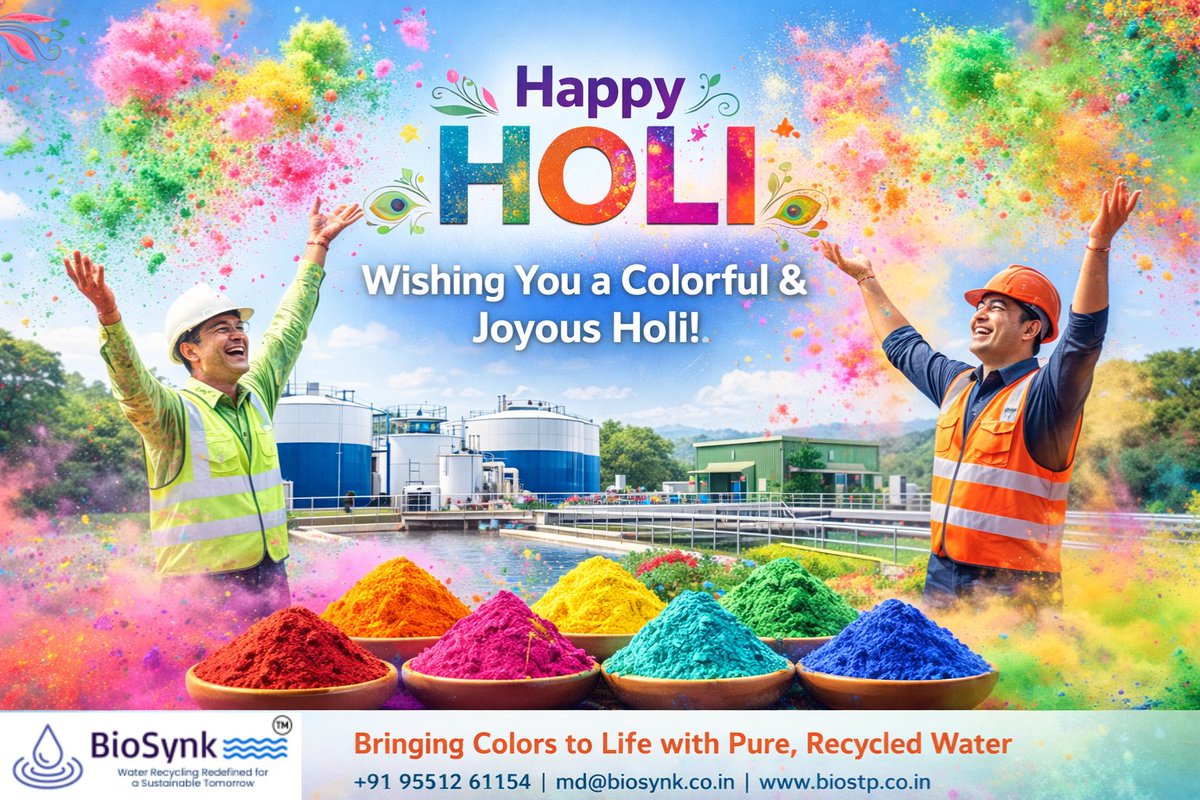 bio_synk's tweet image. 🌈💧 Happy Holi from Bio Synk! 💧🌈

This Holi, let’s celebrate not just with colors…
but with a commitment to a cleaner, greener, and more sustainable India.
📞 +91 95512 61154
📩 md@biosynk.co.in
🌐 biostp.co.in
#HappyHoli #SustainableHoli #BioSTP  #BioSynk