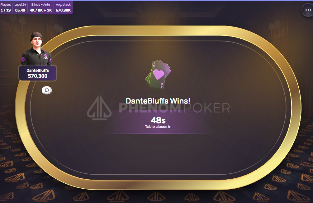 Congrats <a href="/LavoratoDante/">Dante_AF</a>! Just beat Telomiro Heads up!

Mind you he was in 4th with 4 people left! The comeback kid!

See Ya'll Friday for The World Series of $Lotto $AF Poker Tourney!

A Special Shoutout to <a href="/PhenomPokerApp/">Phenom Poker</a> for HOSTING our games!

Use the link below to join our