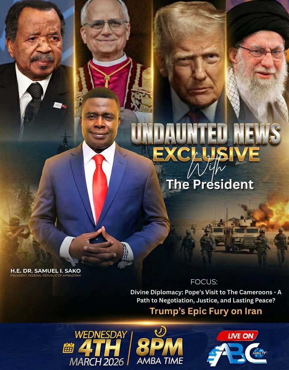 <a href="/VaticanNews/">Vatican News</a> <a href="/EWTNVatican/">EWTN Vatican</a> <a href="/catholicEW/">Catholic Church</a> <a href="/EWTN/">EWTN Global Catholic Network</a> 

Exclusive Undaunted News interview with President Sako on "The Pope's Visit to The Cameroons:  Negotiation, Justice &amp; Lasting Peace?" | Wed, March 03, 2026 | 8PM Buea Time. Don’t miss this discussion!

facebook.com/share/p/1CGqyp…