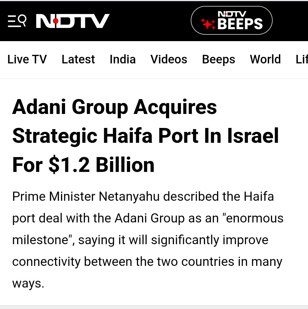 chasing_highs's tweet photo. Adani invested in Haifa Port, Israel.

Qatar invested in Adani.

UAE invested in Adani.

Iran did NOT invest in Adani.

Modi is simply prioritising Adani's interests OVER India's national interests.

Modi is a TRAITOR. https://t.co/APQPTBDiLG
