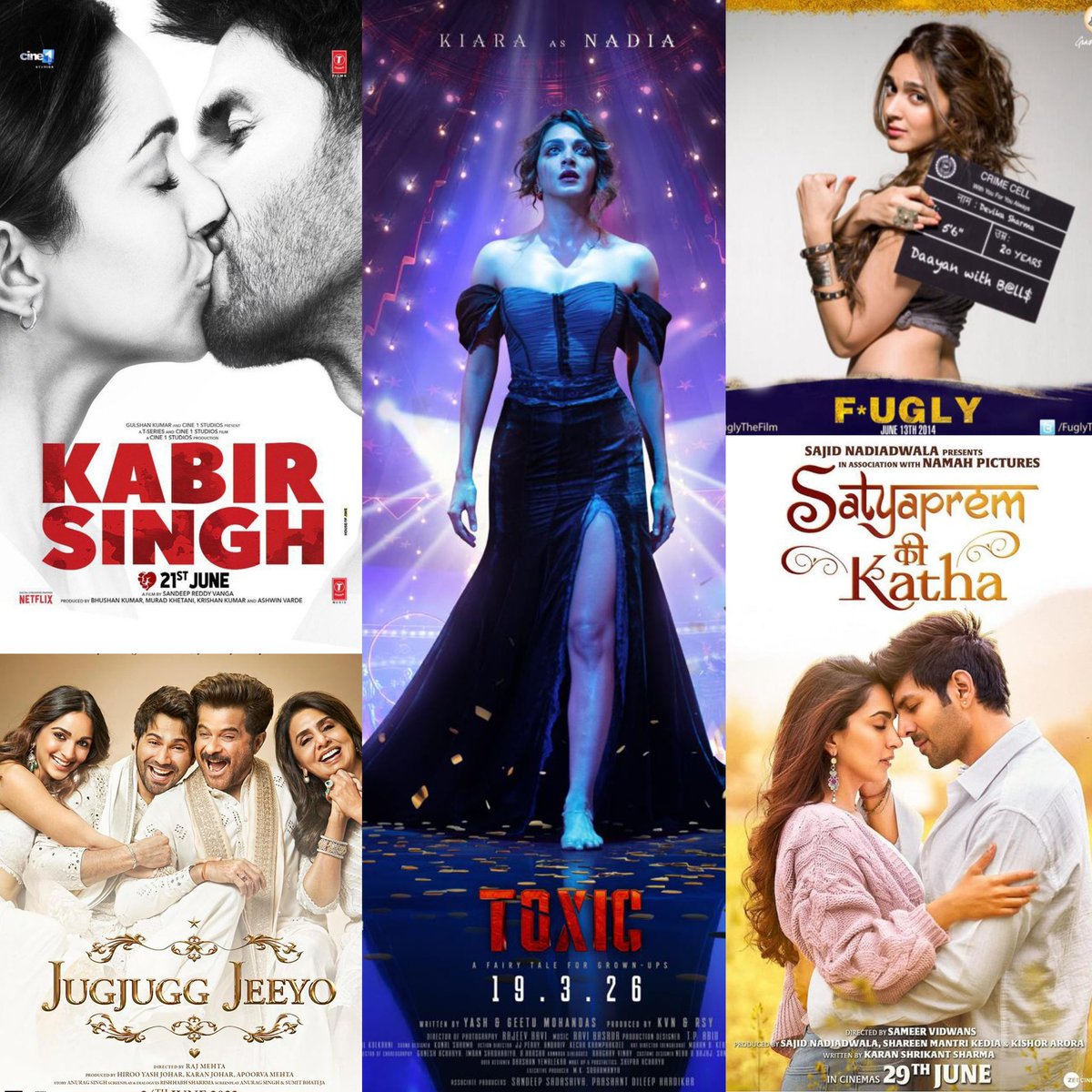 Kiara_Fan_Club's tweet photo. “June Has Become A Lucky Month
For Kiara Advani With Her Movies Releases 🍿🎥
#KabirSingh
#SatyaPremKiKatha
#JuggJuggJeeyo
#Fugly
Now #ToxicTheMovie
@advani_kiara #KiaraAdvani https://t.co/a4tFVsxuRi