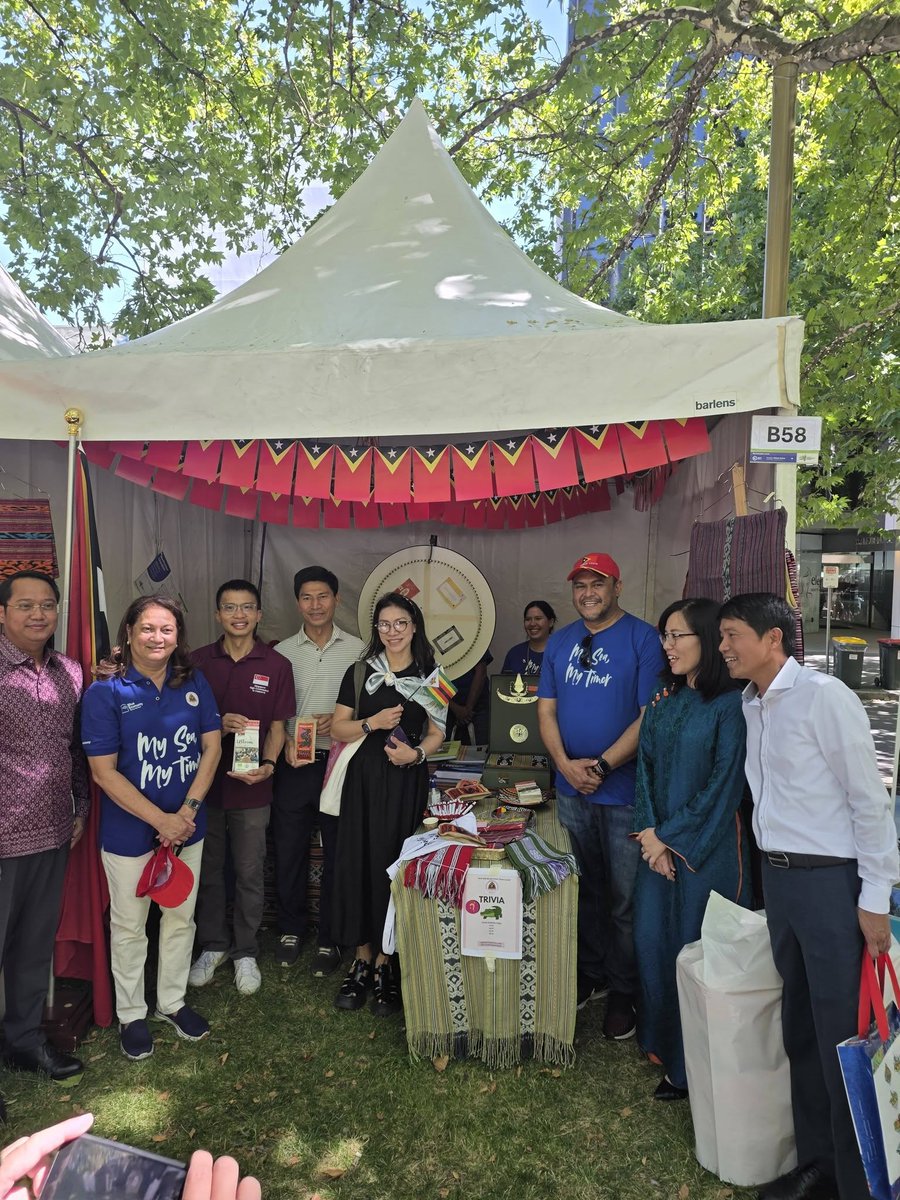 TimorMBO's tweet photo. #TimorLeste proudly showcased its Blue Economy at the National Multicultural Festival in #Canberra #Australia. Ambassador Inês Almeida, and team welcomed visitors to a vibrant stall highlighting the country’s marine wealth and commitment to a sustainable hashtag#BlueEconomy. https://t.co/ukPHd0h2s5