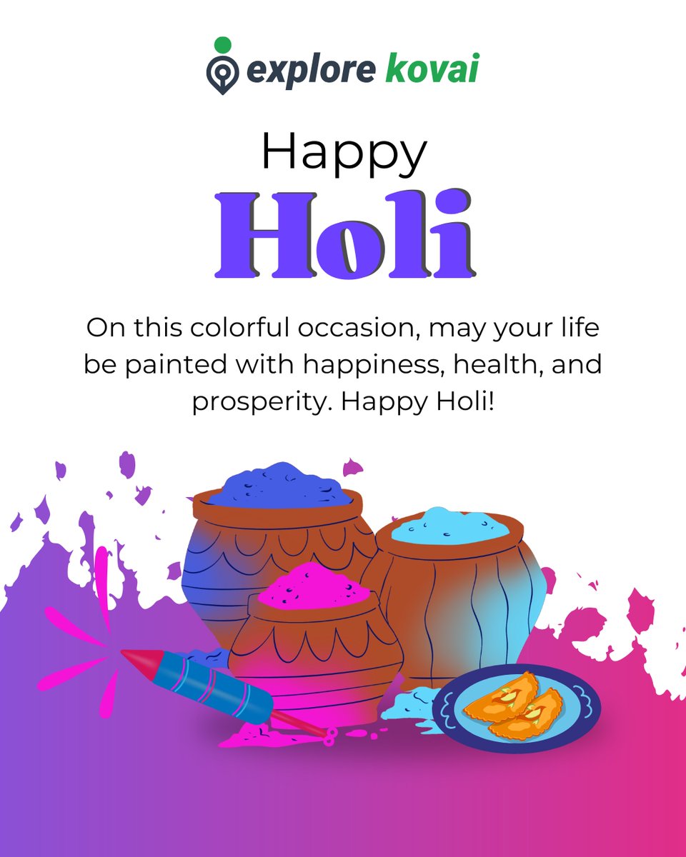 ExploreKovai's tweet photo. May this festival of colors bring new beginnings, prosperity, and success into your life. Have a bright and colorful Holi!

🌸 Happy Holi! https://t.co/zHEaLf8y0a