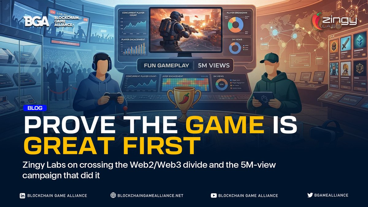 BGameAlliance's tweet photo. 📱 5 million views. Zero token jargon.

That's what @ZingyLabs pulled off for @playoffthegrid, and it wasn't luck. It was a deliberate strategy built around one idea: prove the game is great first.
How did they make  it work?

1️⃣ Audience fusion - one story that speaks to Web2 and Web3 players at the same time 
2️⃣ Narrative-driven creators - gamers who love the genre, not crypto influencers 
3️⃣ Real-time feedback loops - doubling down on what works, fast

If you're a studio struggling to market a Web3 game to a mainstream audience, this is the interview you need to read.

Read the full interview 👇
https://t.co/tboaCf9zpY