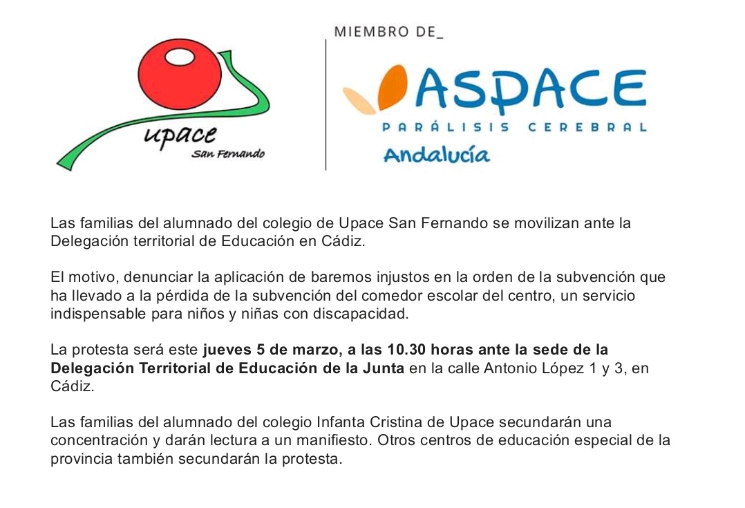 Mañana nos concretamos ante la Delegación de Educación a las 10.30h 
#sincomedorNohayInclusión
<a href="/feproami/">feproami</a> <a href="/UPACESanFdo/">UPACE San Fernando</a>