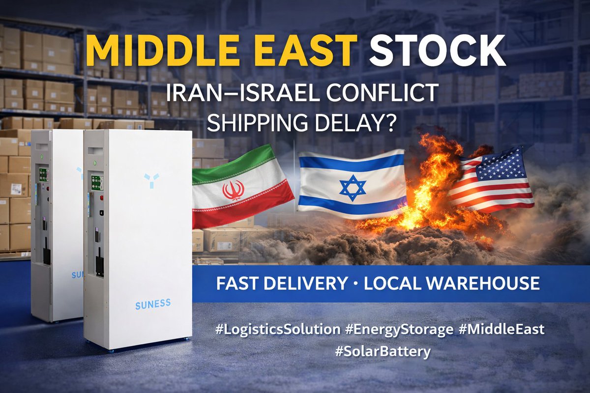Youesssolar's tweet image. 🚢⚠️ Shipping delays due to the Iran–Israel conflict or regional tensions? SUNESS is ready.
🌐 Website: suness.com

#SUNESS #EnergyStorage #SolarBattery #LiFePO4
#MiddleEast #Iran #Israel #USA #WarImpact
#SupplyChain #FastDelivery #LocalStock
#SolarEnergy