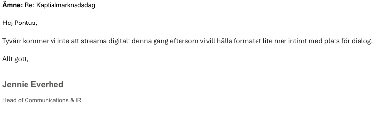 pontusdyrefors's tweet photo. Vad tycker vi om $LIME beslut att inte sända sin kapitalmarknadsdag digitalt – ett bolag noterat på Nasdaq Stockholm med flera miljarder i market cap och närmare 10 000 aktieägare – med motiveringen att "hålla formatet lite mer intimt"? https://t.co/b3RU5CbooY